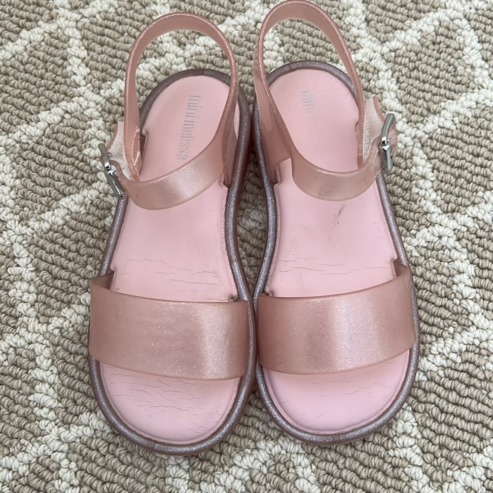 Mini Melissa Size 10 Little Girl Sandals Pink Glitter - Picture 6 of 6
